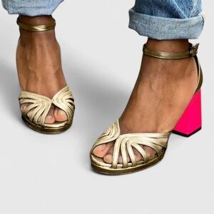 Elegant Gold and Pink Women's Heels